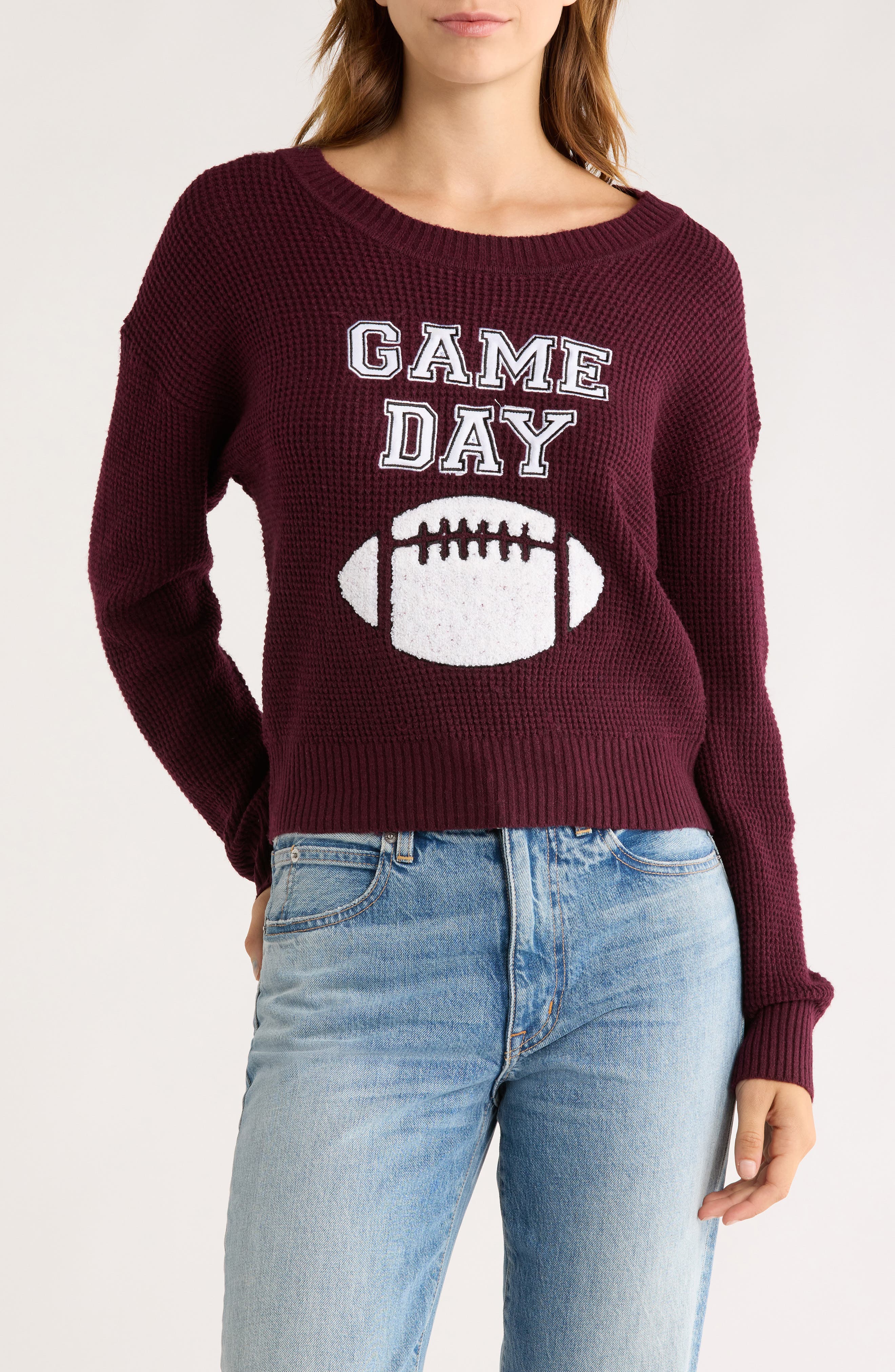Madden Girl Game Day Embroidered Sweater