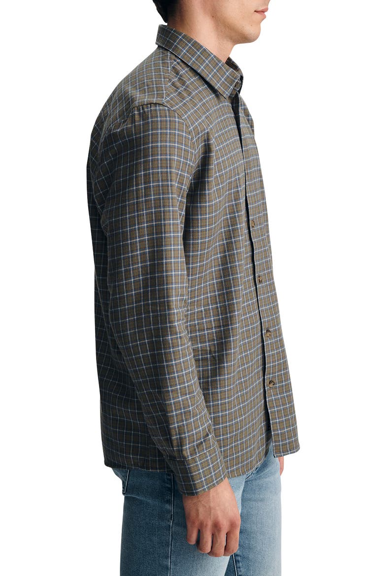 Plaid Cotton Button-Up Shirt, Alternate, color, KHAKI