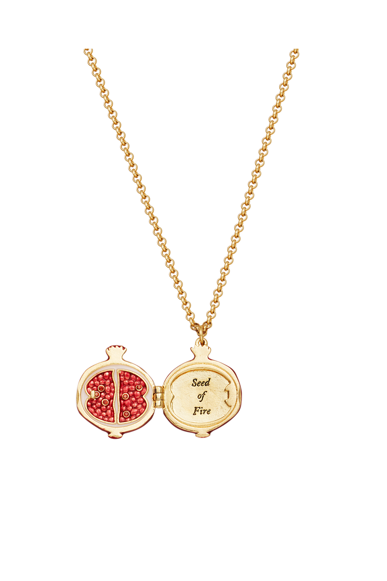 Pomegranante Locket Necklace, Alternate, color, Gold