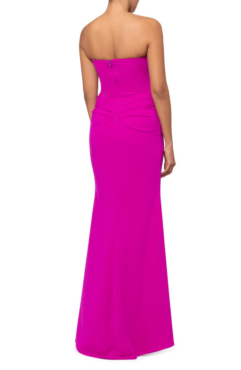 Xscape Evenings Strapless Side Ruched Scuba Crepe Gown, Alternate, color, New Fuchsia