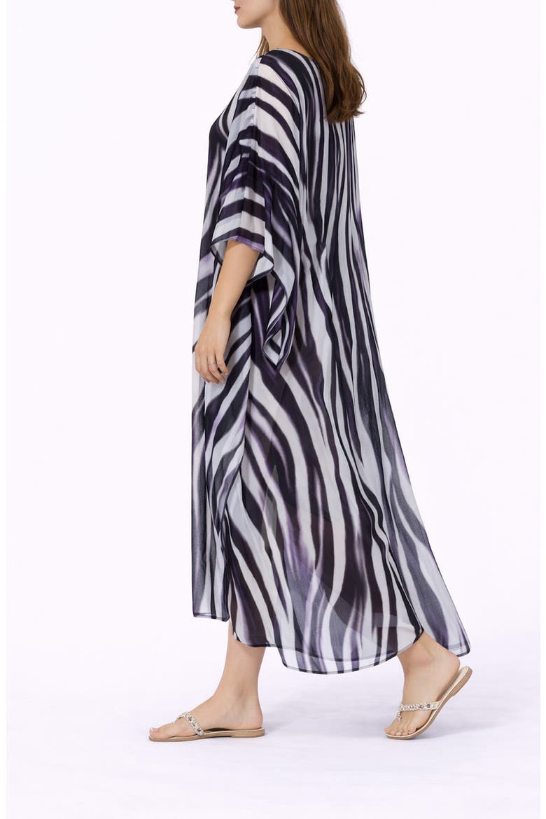 Print V-Neck Maxi Caftan, Alternate, color, BLACK