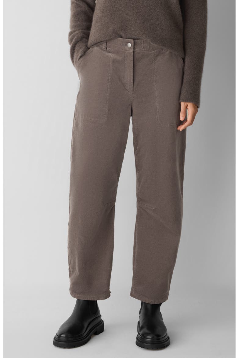 Barrel Leg Stretch Organic Cotton Ankle Pants, Main, color, RYE