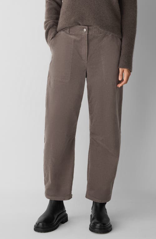 Eileen Fisher Barrel Leg Stretch Organic Cotton Ankle Pants In Brown
