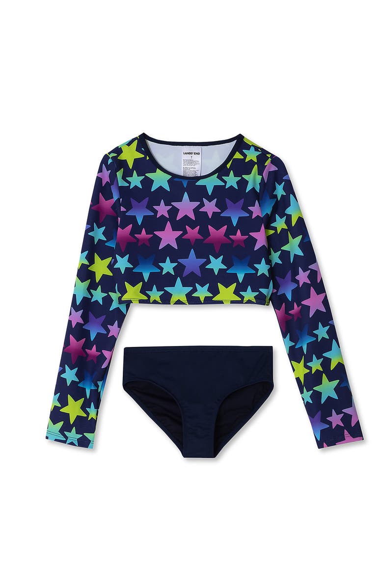 Lands' End Girls Long Sleeve Top Bikini Set Swimsuit, Main, color, 