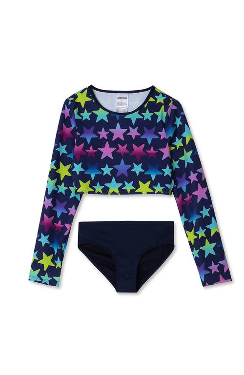 LANDS' END LANDS' END GIRLS LONG SLEEVE TOP BIKINI SET SWIMSUIT 