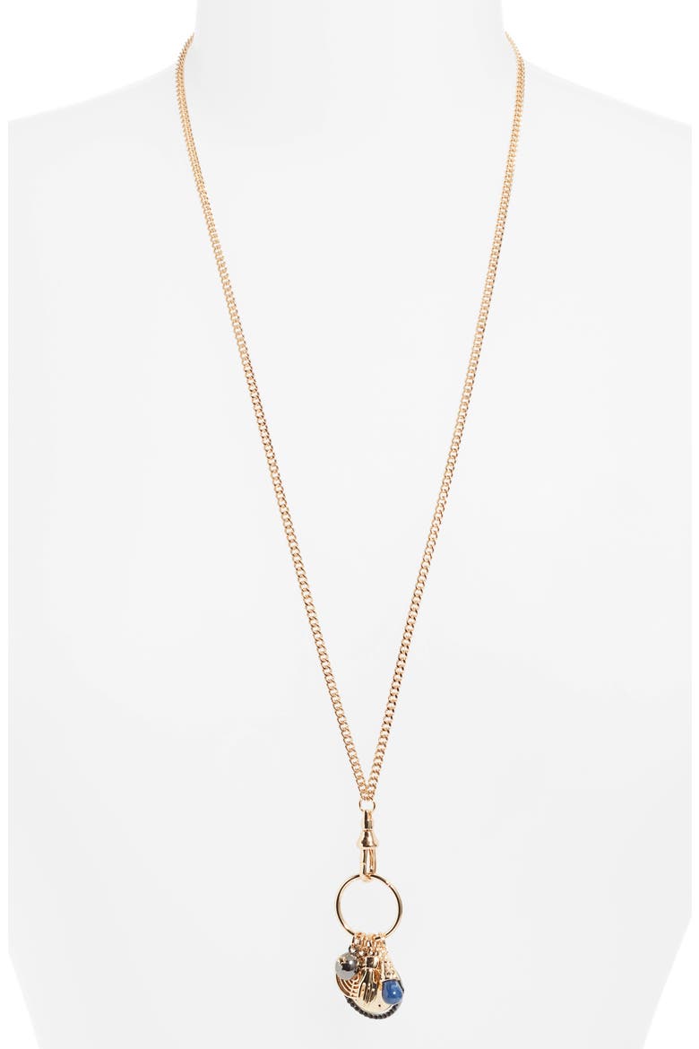 Collected Charms Necklace, Main, color, BLUE- BLACK- GOLD