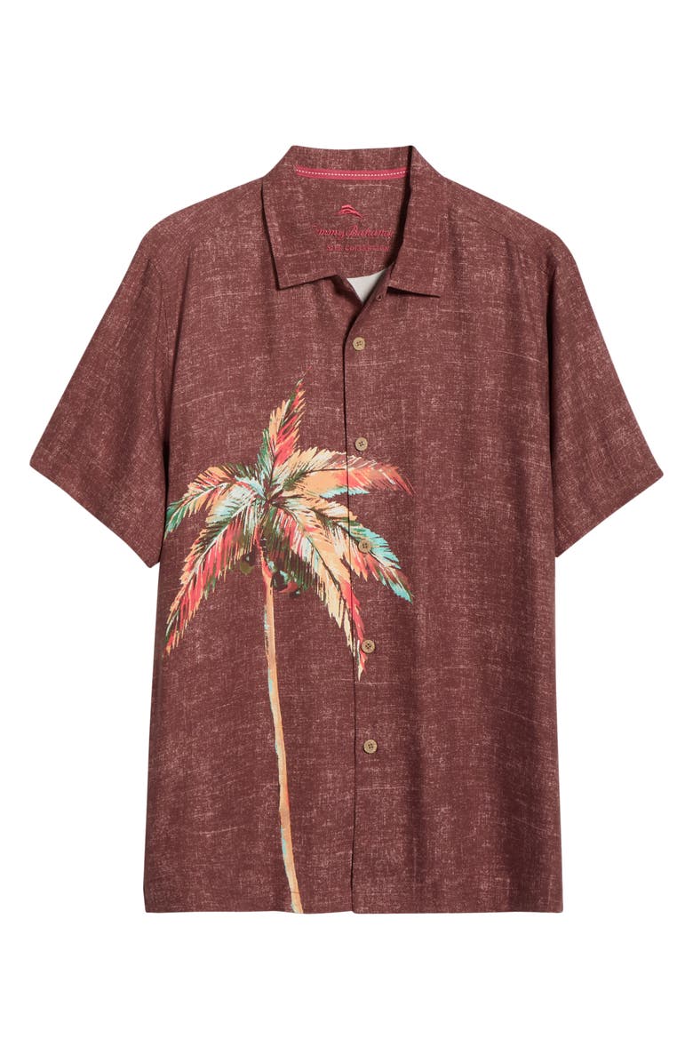 Tommy Bahama Desert Palms Silk Camp Shirt, Alternate, color, Spiced Clove
