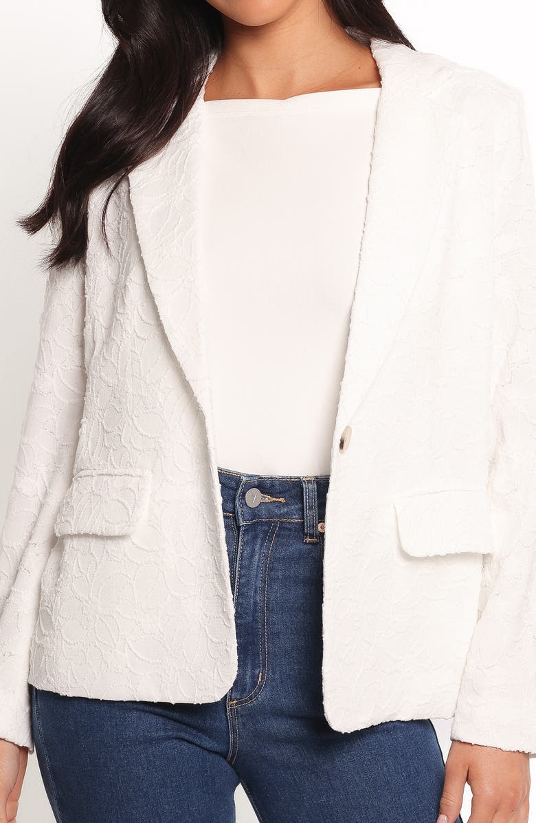 Petal & Pup Darian Lace Knit Blazer, Alternate, color, Off White