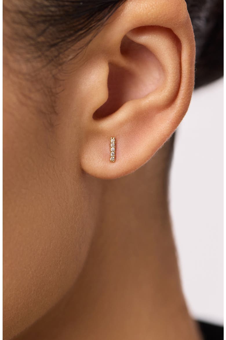 Gold Stud Earrings - Pave Diamond Bar Studs, Alternate, color, Gold