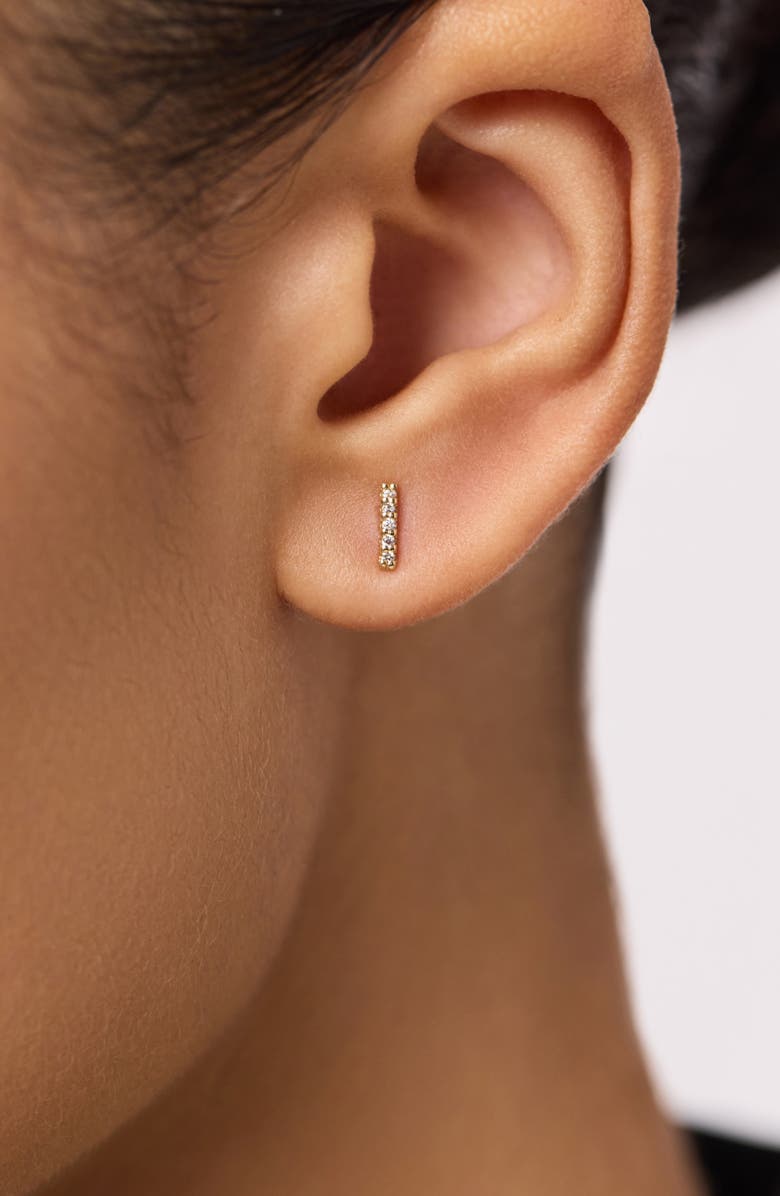 Ana Luisa Gold Stud Earrings - Pave Diamond Bar Studs, Alternate, color, 
