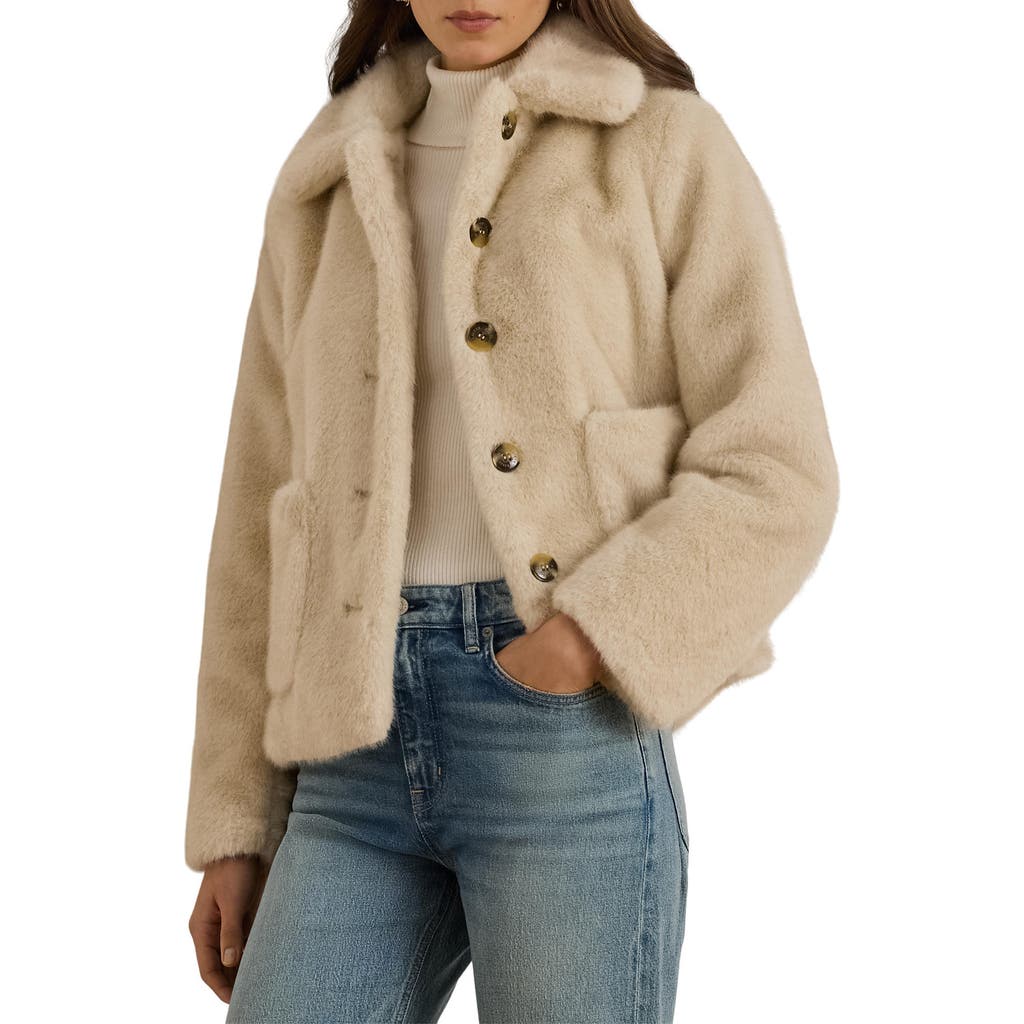 Ralph Lauren Lauren Faux Fur Jacket In Neutral