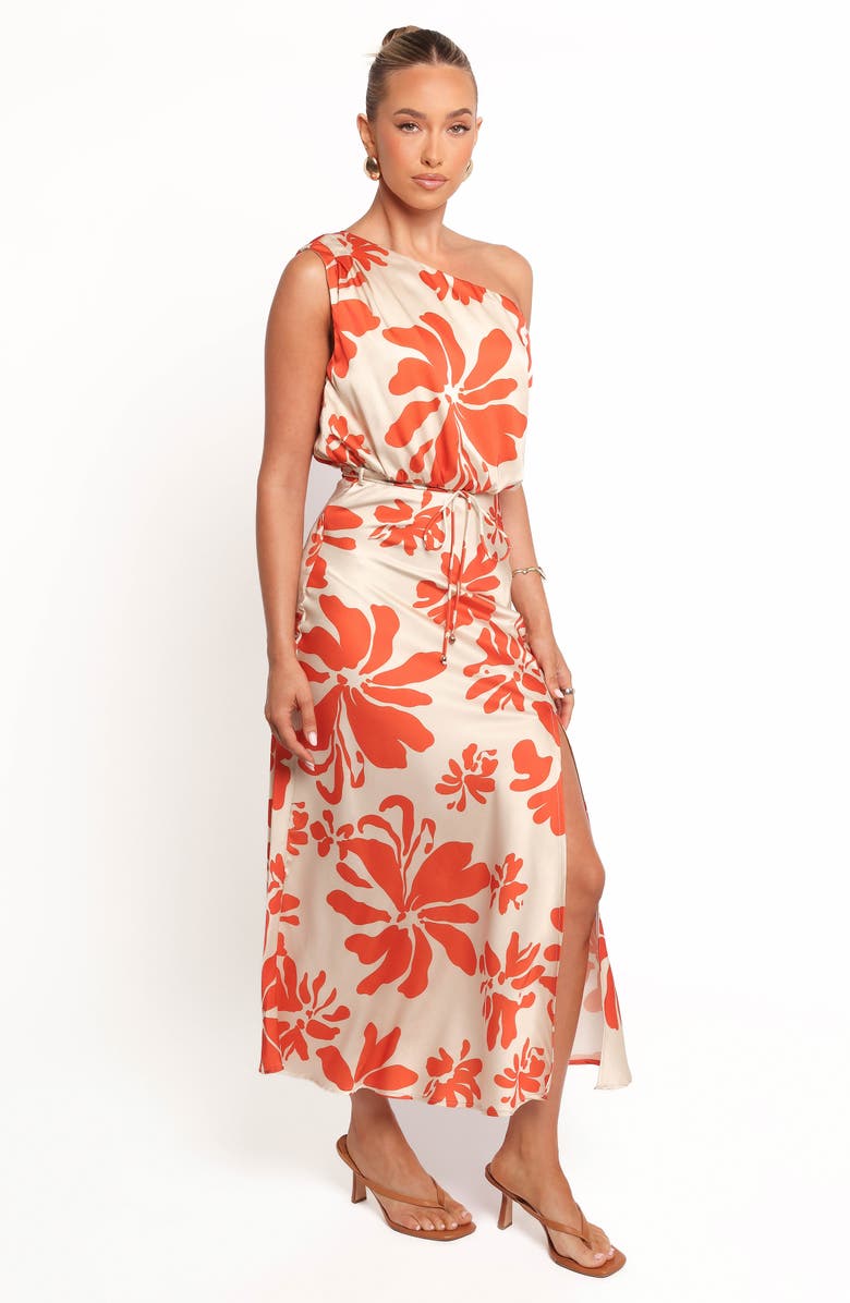 Petal & Pup Ana Floral One-Shoulder Satin Midi Dress, Alternate, color,