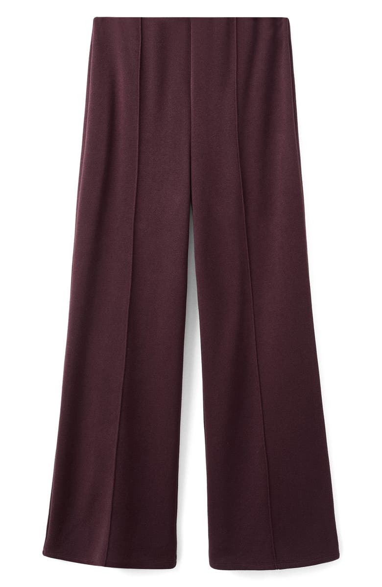 MANGO Pleated Wide Leg Pull-On Pants, Alternate, color, Burgundy