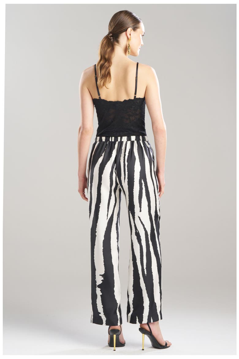 Zebra - Silk Twill Pull On Straight Leg Pant, Alternate, color, Black/White