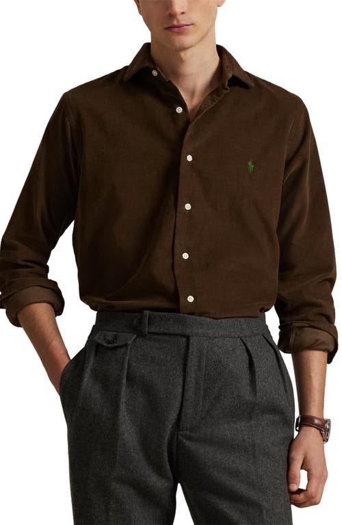 Polo Ralph Lauren Classic Fit Solid Cotton Corduroy Button-up Shirt In Brown
