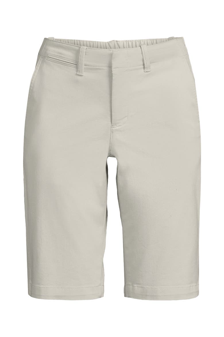 Plus Size Elastic Back Classic 12" Chino Oxford Stripe Shorts, Alternate, color, Light Stone