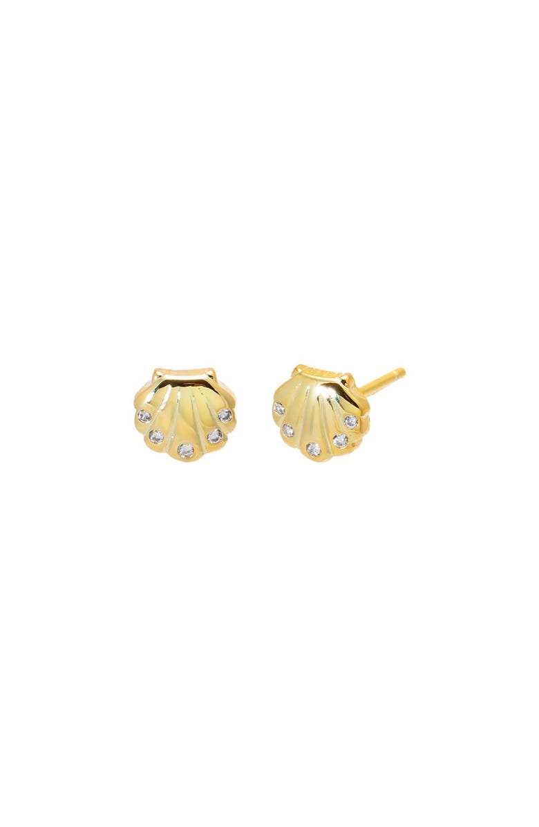 BY ADINA EDEN CZ Seashell Stud Earring, Main, color, Gold