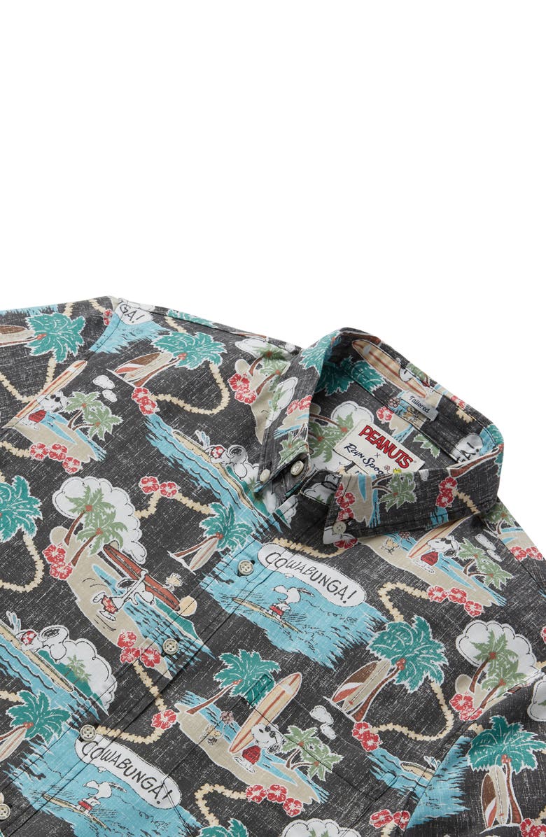 Reyn Spooner Surfin' Snoopy Tailored Fit Short Sleeve Button-Down Shirt, Alternate, color, 