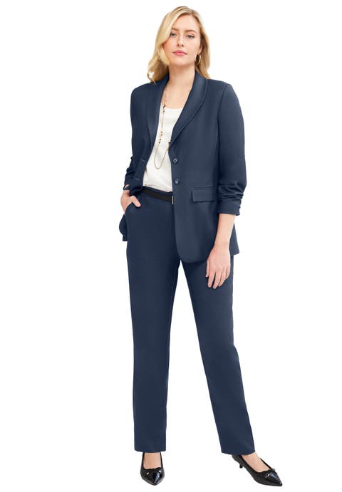 Jessica London 2-Piece Stretch Crepe Single-Breasted Pantsuit (Petite Plus & Plus)