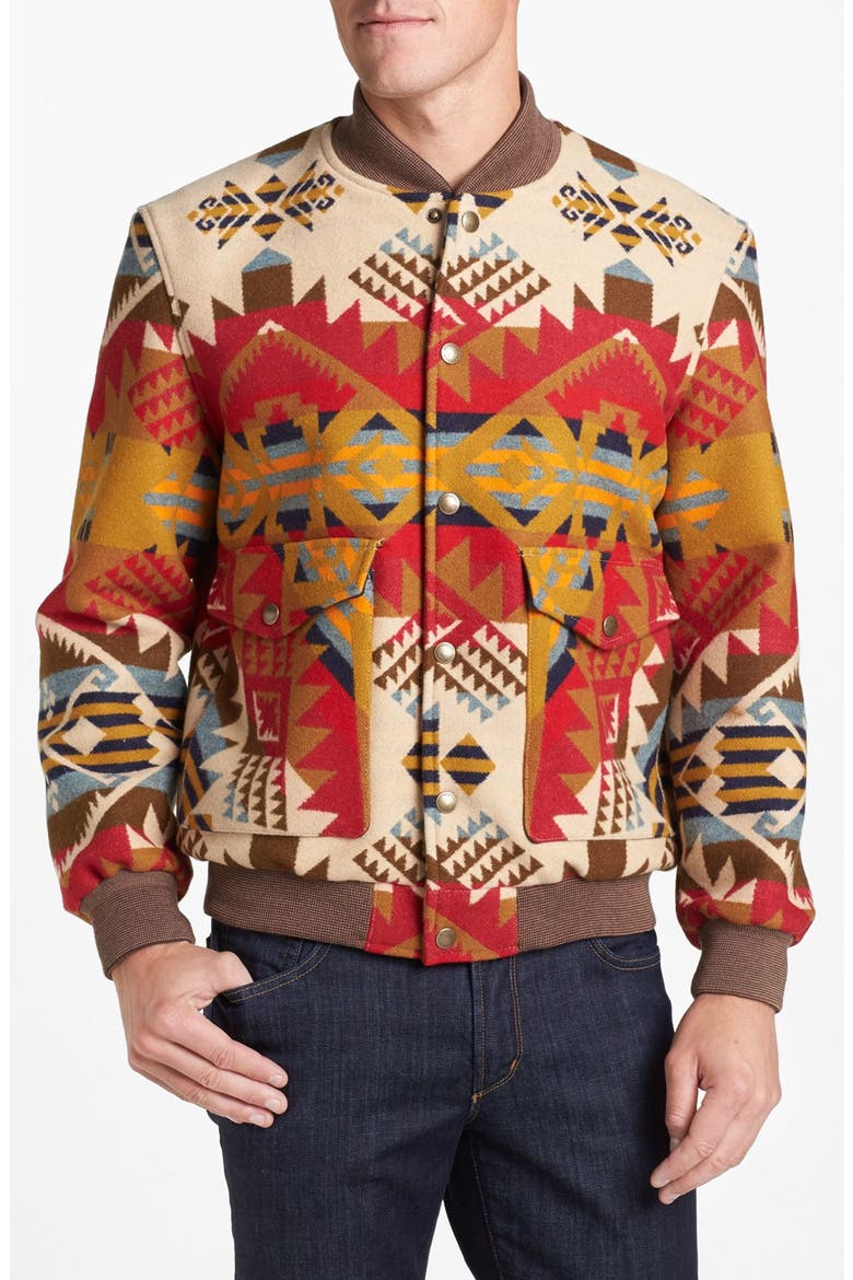 'Cascade' Wool Blend Baseball Jacket, Alternate, color, TAN JOURNEY WEST