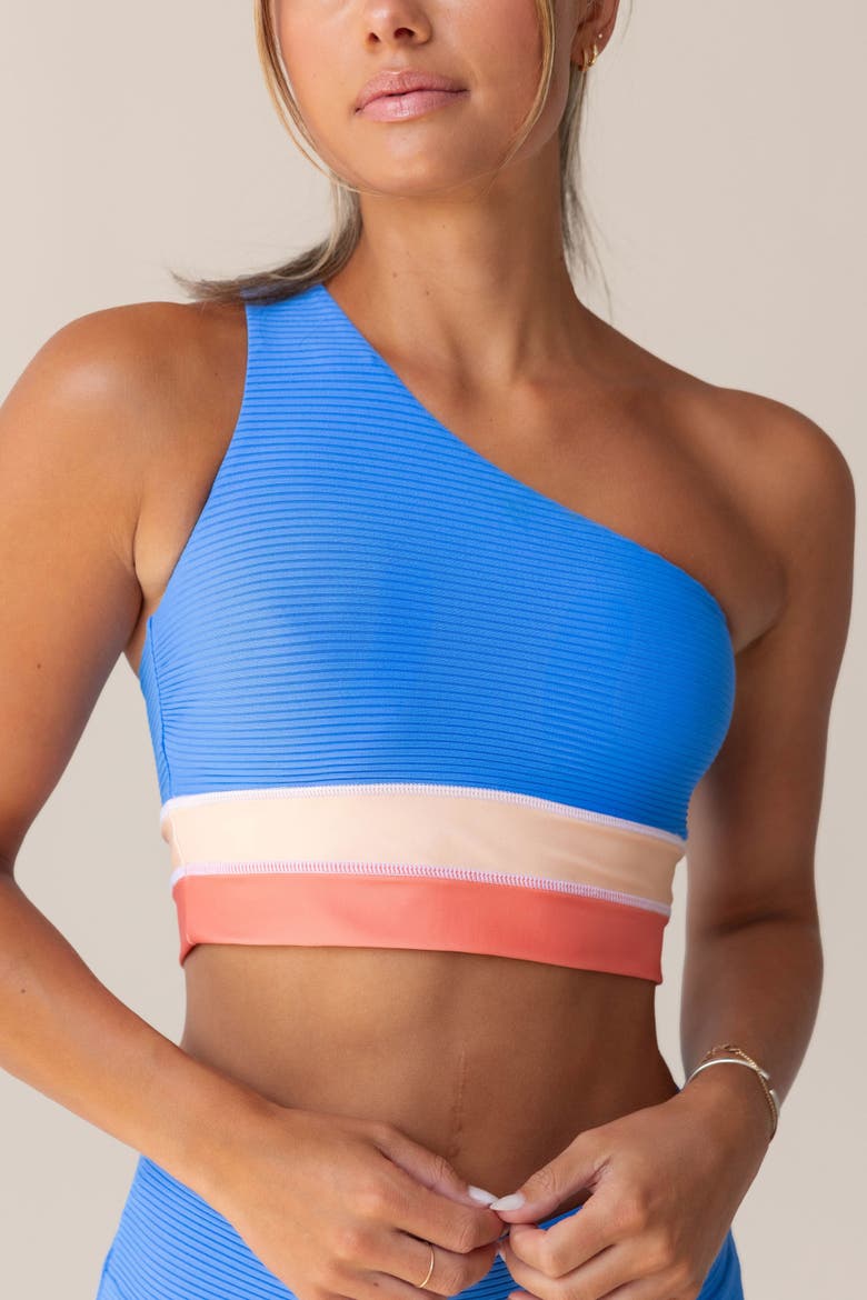 One Shoulder Colorblock, Main, color, Vivid Blue