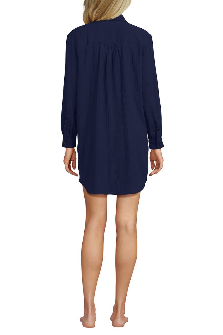 New Button-Up Shirt Cover-Up Dress, Alternate, color, Deep Sea Navy