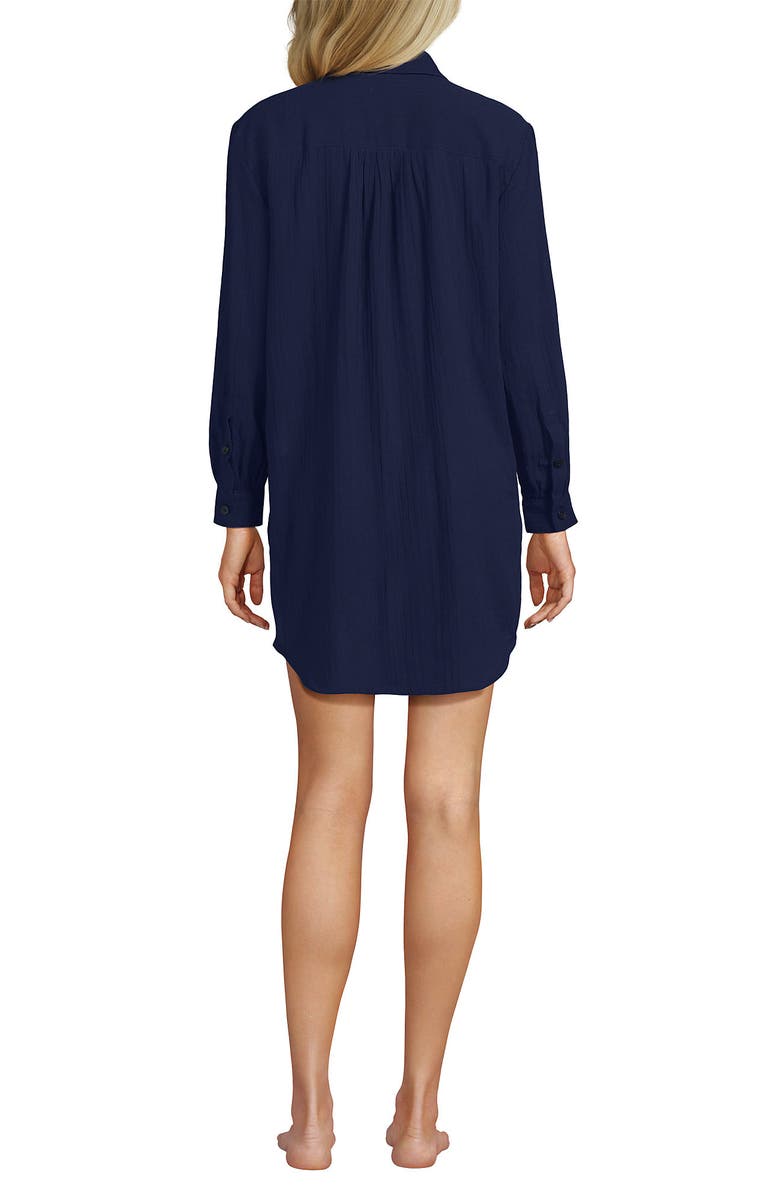 Lands' End New Button-Up Shirt Cover-Up Dress, Alternate, color, Deep Sea Navy