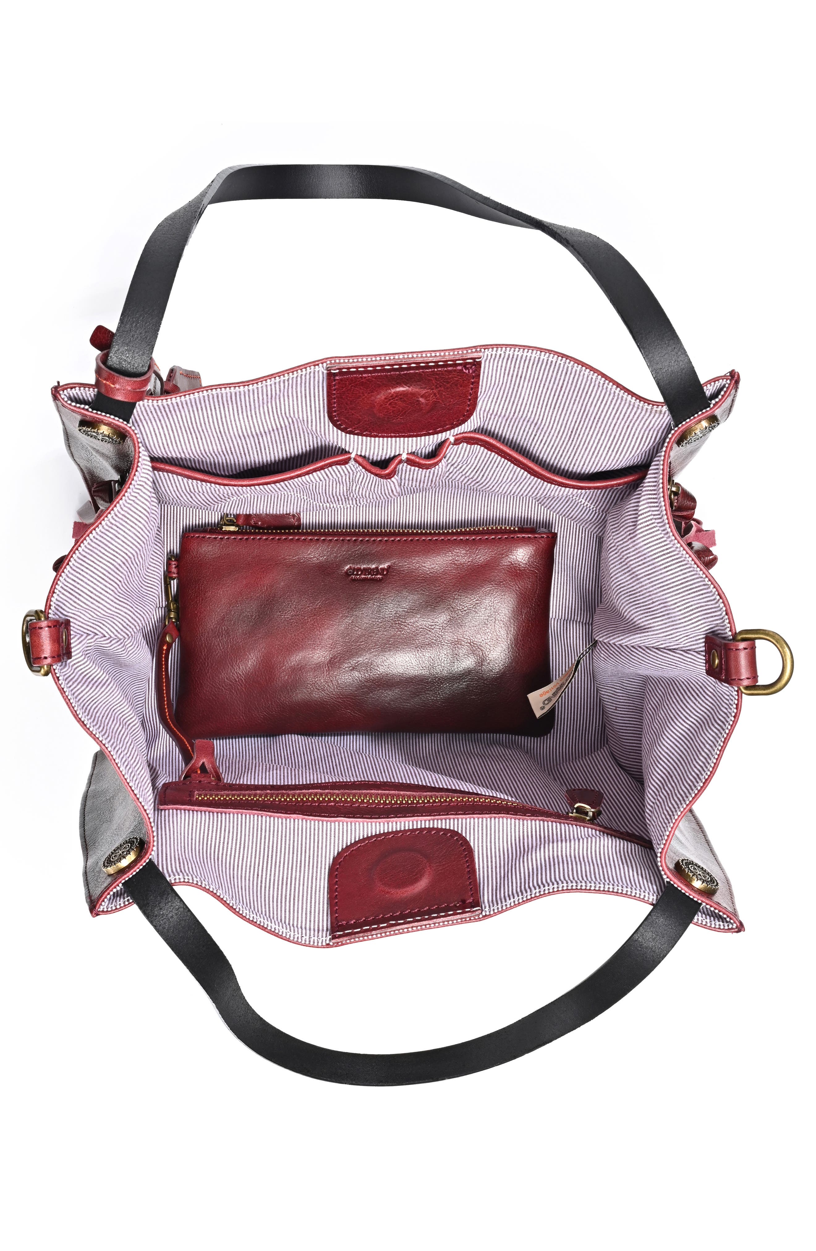 Daisy Leather Tote Bag, Alternate, color, rusty red