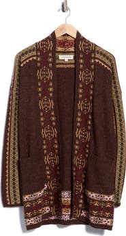 Lucky Brand Geometric Border Pocket Cardigan