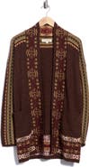 Lucky Brand Geometric Border Pocket Cardigan