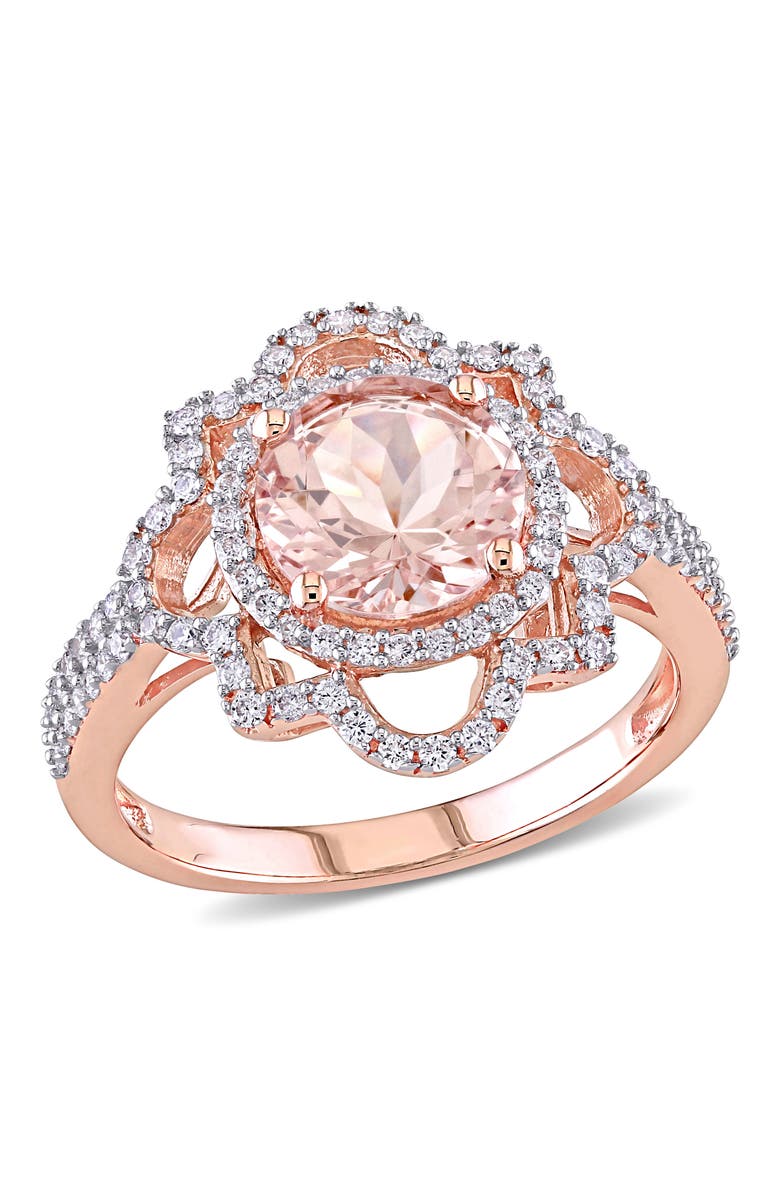 Julianna B. Morganite & Diamond Quatrefoil Ring 14k, Main, color, Morganite