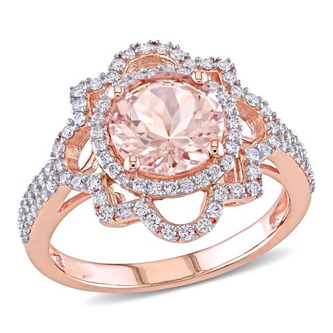 Morganite & Diamond Quatrefoil Ring 14k