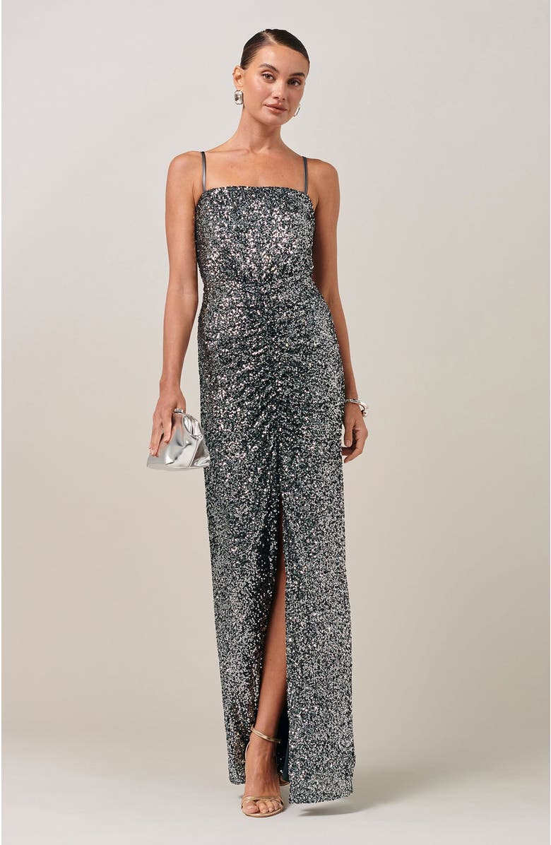 SAVEL Yasmina Maxi Dress, Alternate, color, Gunmetal Sequin