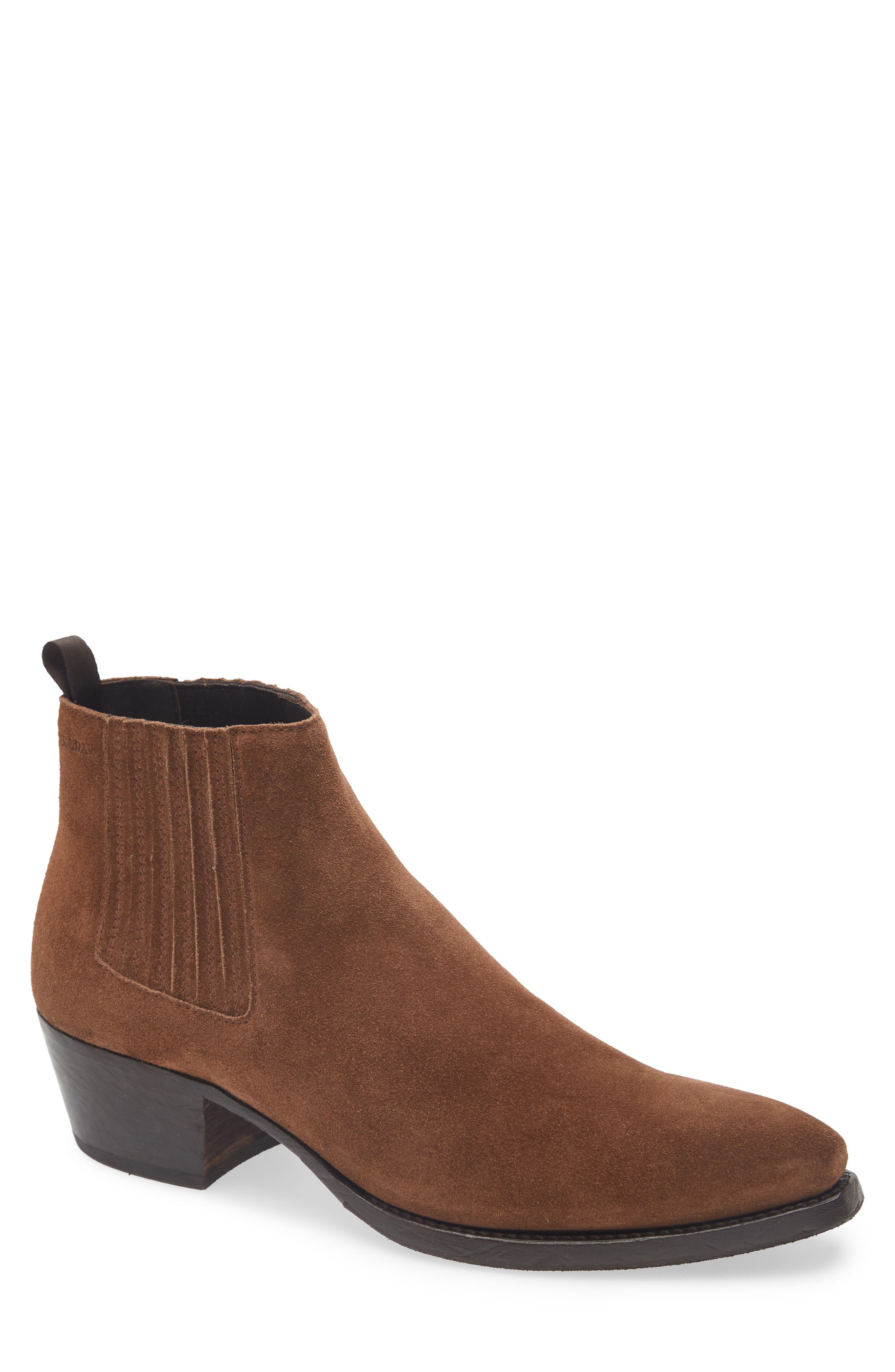 Prada Western Chelsea Boot, Main, color, Cacao