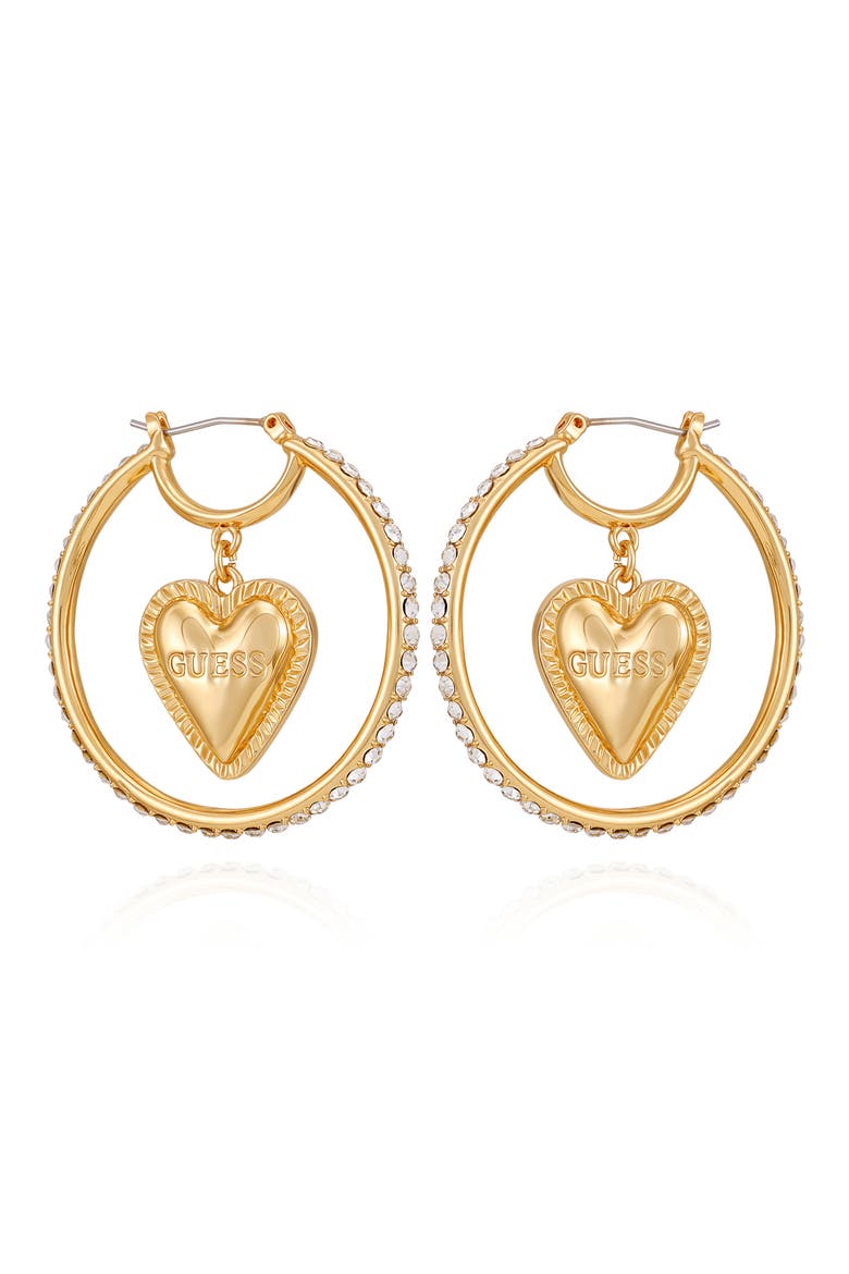 Heart Pavé Hoop Earrings, Alternate, color, GOLD TONE