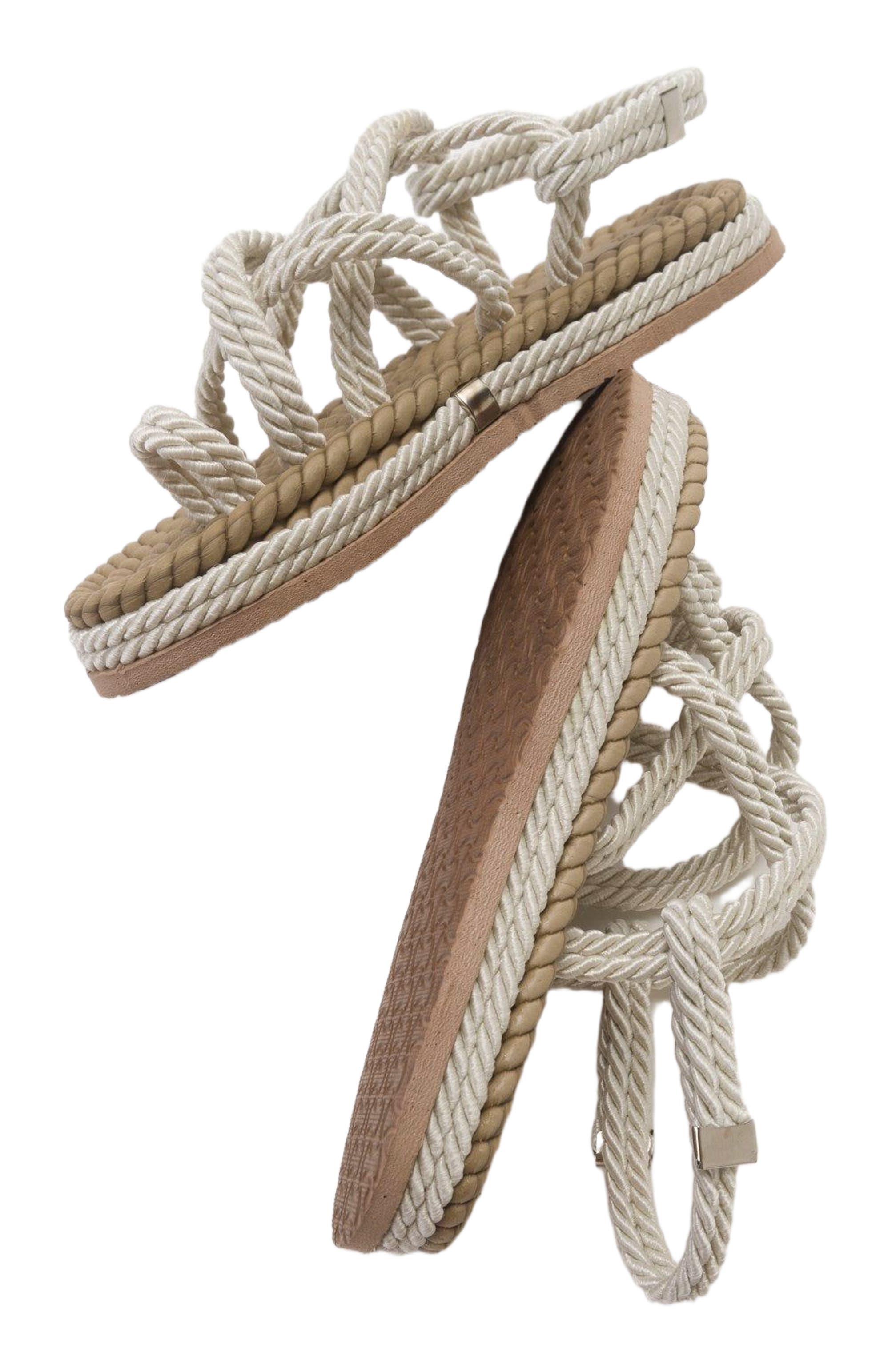 POMA Flat Sandal, Alternate, color, Beige Faux Leather