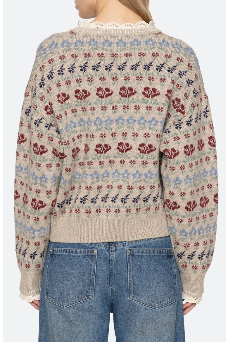 Preston Floral Intarsia Knit Sweater, Alternate, color, CREAM