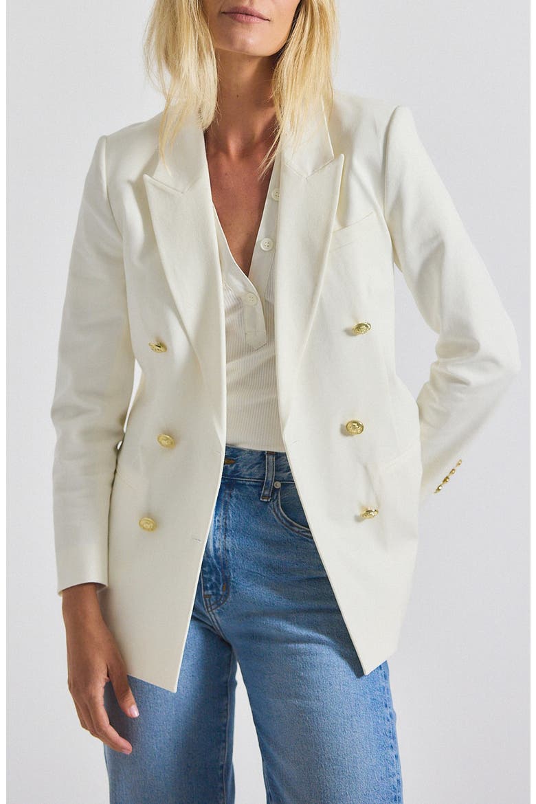 Walter Cotton Blend Double Breasted Jacket, Main, color, WHITE