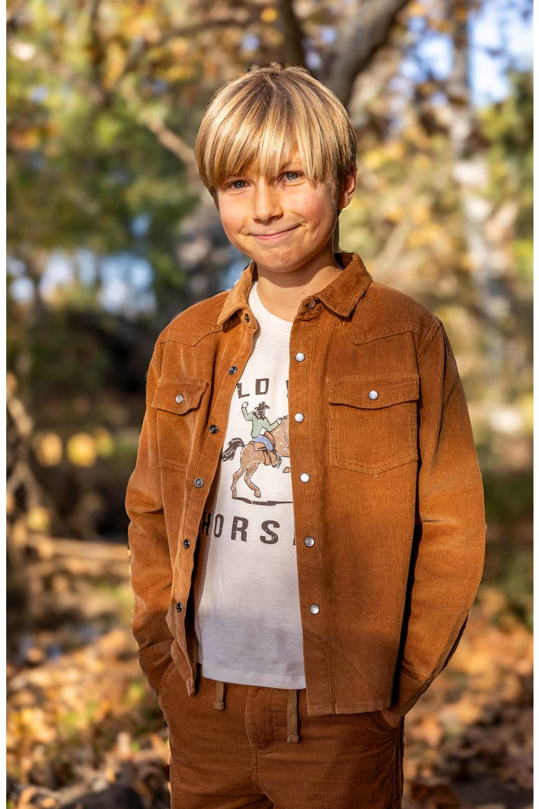 Kids' Frontier Cotton Corduroy Snap-Up Western Overshirt, Alternate, color, SADDLE