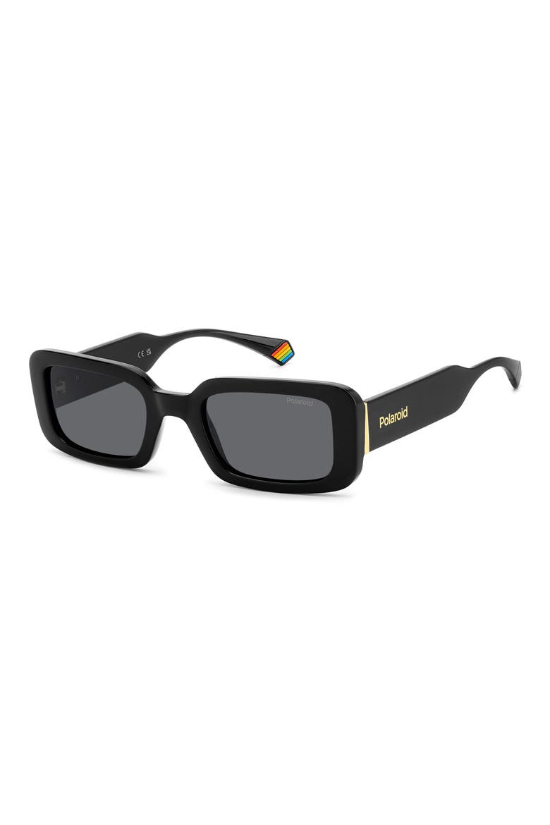 52mm Polarized Rectangular Sunglasses, Alternate, color, BLACK/ GRAY POLARIZED