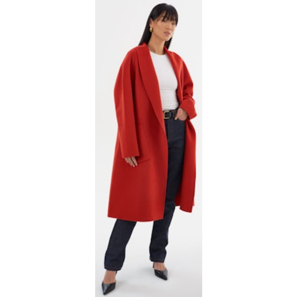 Lamarque Thara | Shawl Collar Wool Coat In Red
