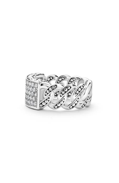 Lagos Pavé Diamond Curb Link Ring In Metallic