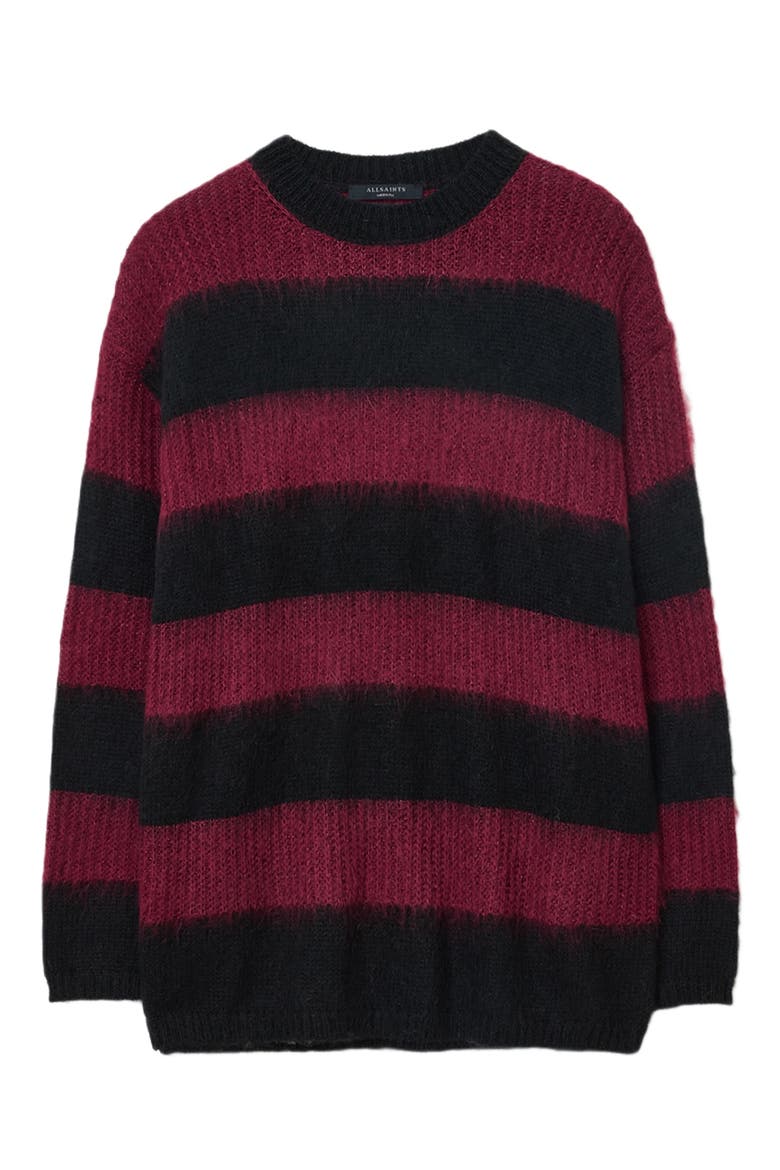 Onxy Stripe Sweater, Alternate, color, BLACK/ BURGUNDY