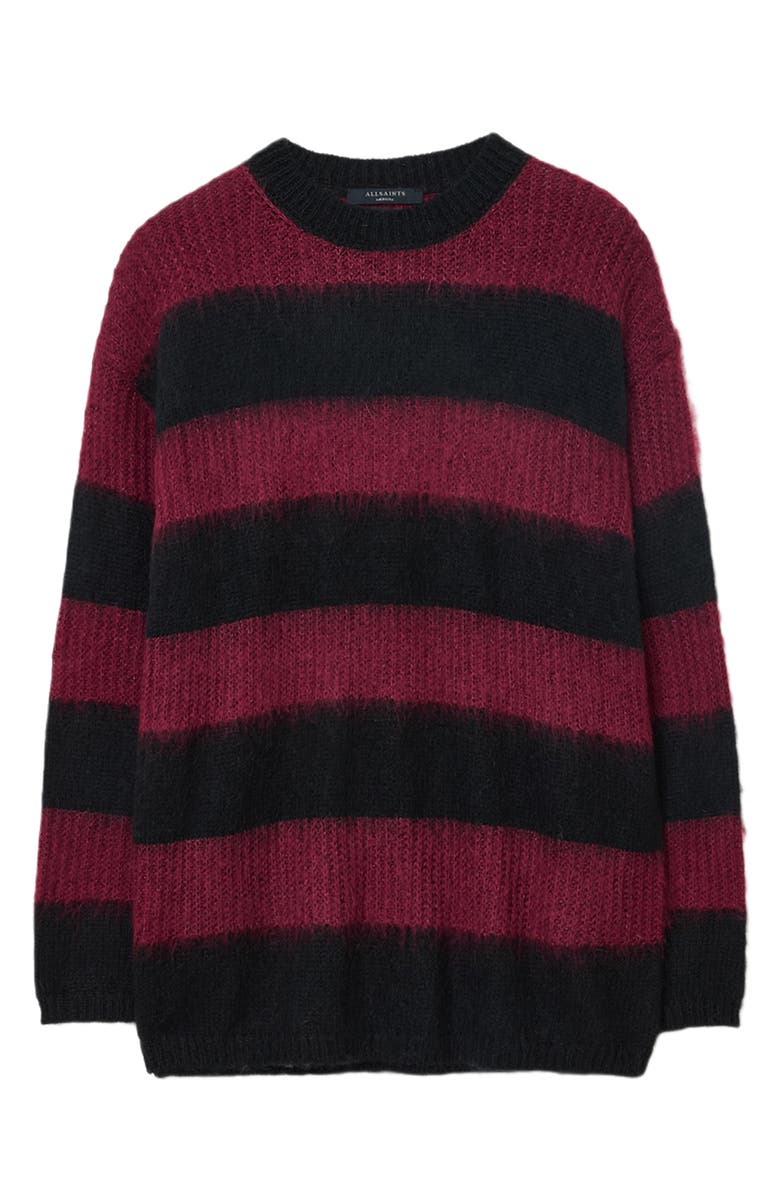 AllSaints Onxy Stripe Sweater, Alternate, color, Black/ Burgundy