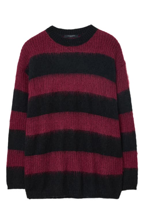 Allsaints Onyx Striped Relaxed Sweater In Purple