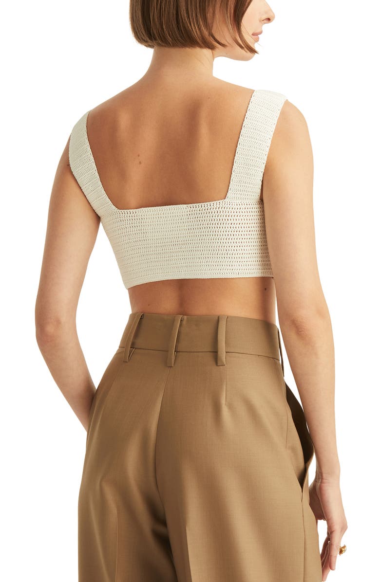 Oscar de la Renta Magnolias Crochet Crop Top, Alternate, color, 