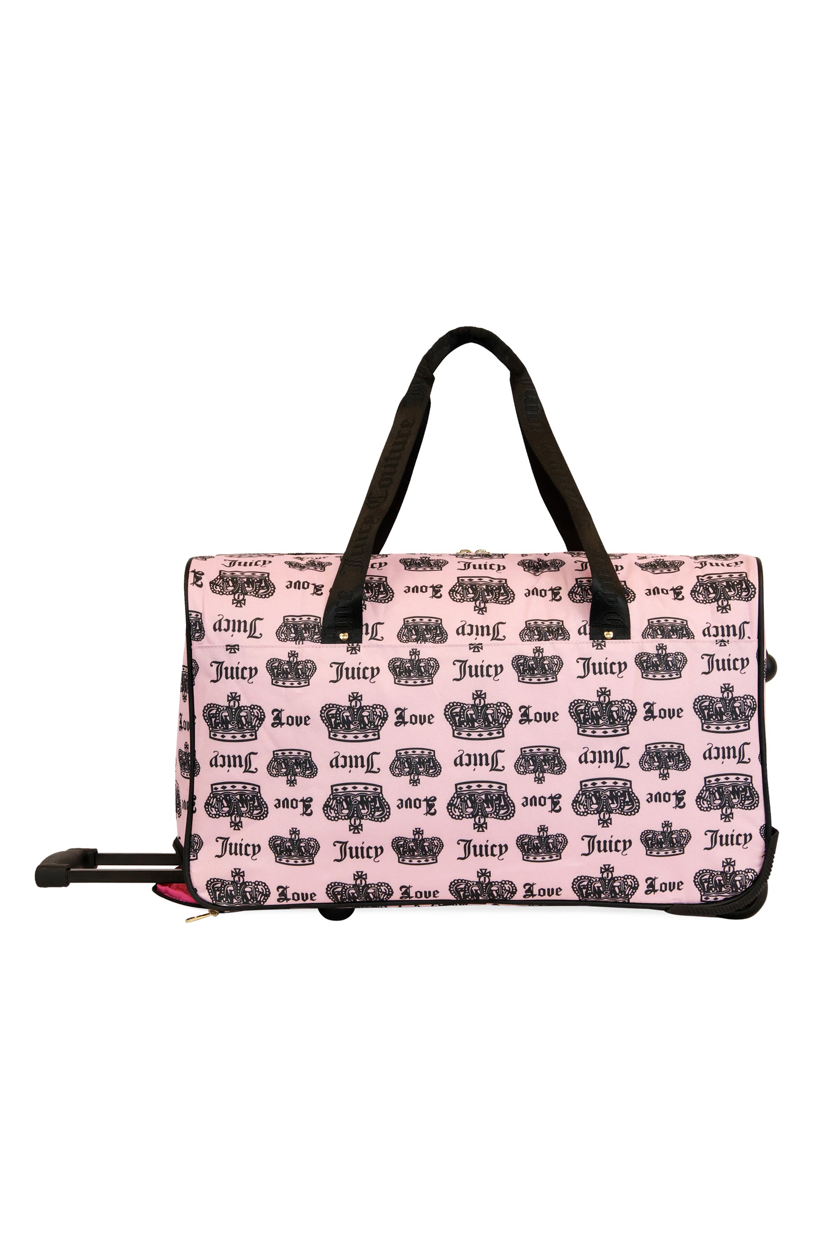Jada Rolling Duffle Bag, Alternate, color, PINK DIAMOND/ CROWN