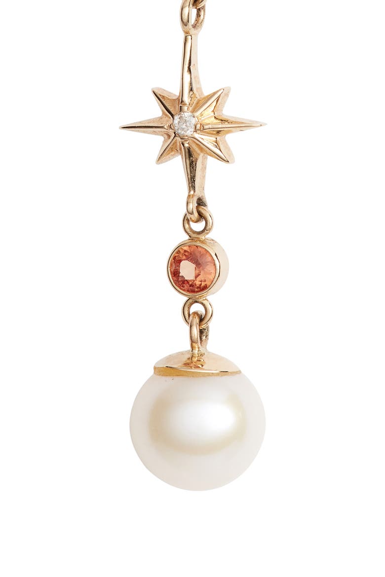 Elixir Single Linear Pearl, Diamond & Stone Drop Earring, Alternate, color, YELLOW GOLD