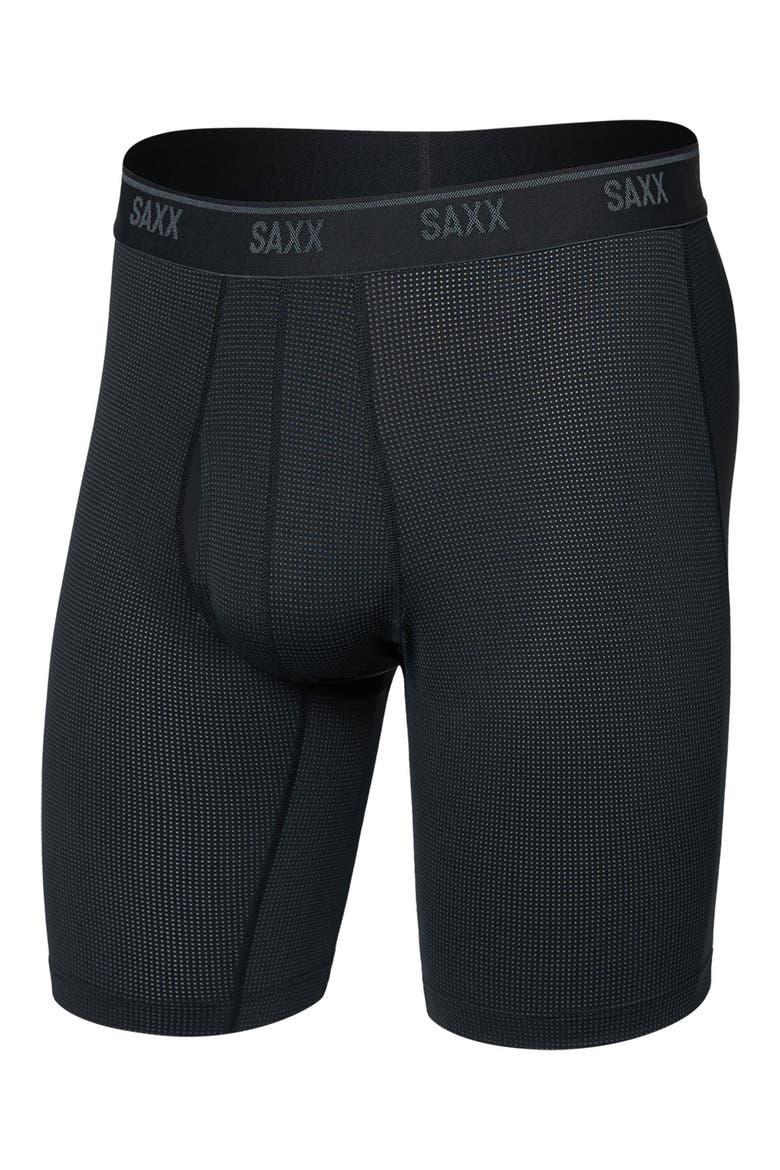 Quest Quick Dry Mesh Slim Fit Long Boxer Briefs, Alternate, color, BLACK
