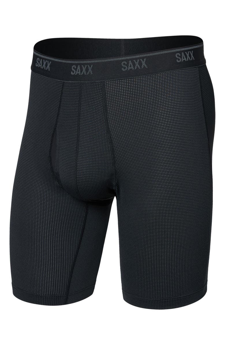 SAXX Quest Quick Dry Mesh Slim Fit Long Boxer Briefs, Alternate, color, Black